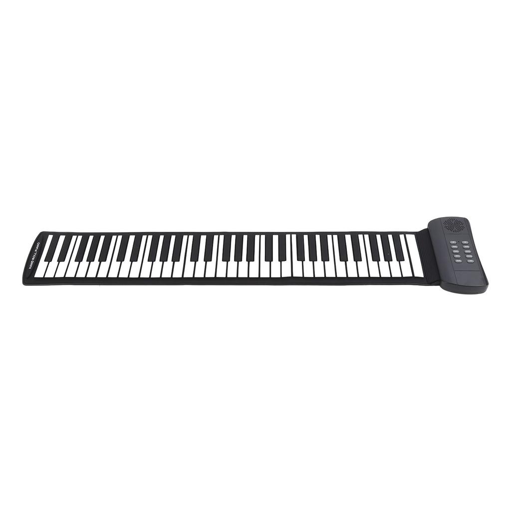 61 Keys Roll Up Piano Portable 16 Tones 6 Demo Songs Support Headphone Sound Output Electronic Hand