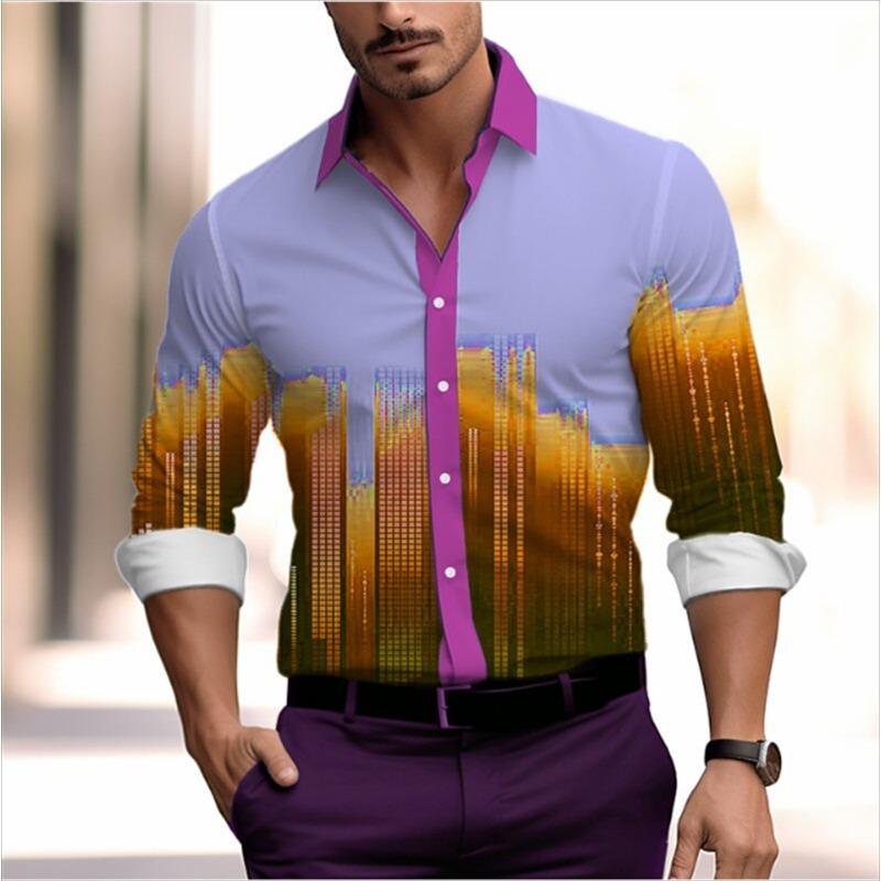 Gradient Men's Clothing Soft and Comfortable Men's Shirt Summer Hawaiian Shirt High Quality Men's Clothing Fashion Button Design