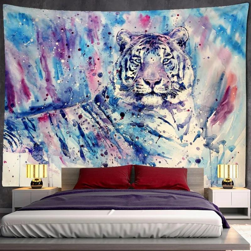 Украшение стены дома Гобелен Свирепый тигр Фон Подвесная ткань Офис Гостиная Гобелен — фото 15