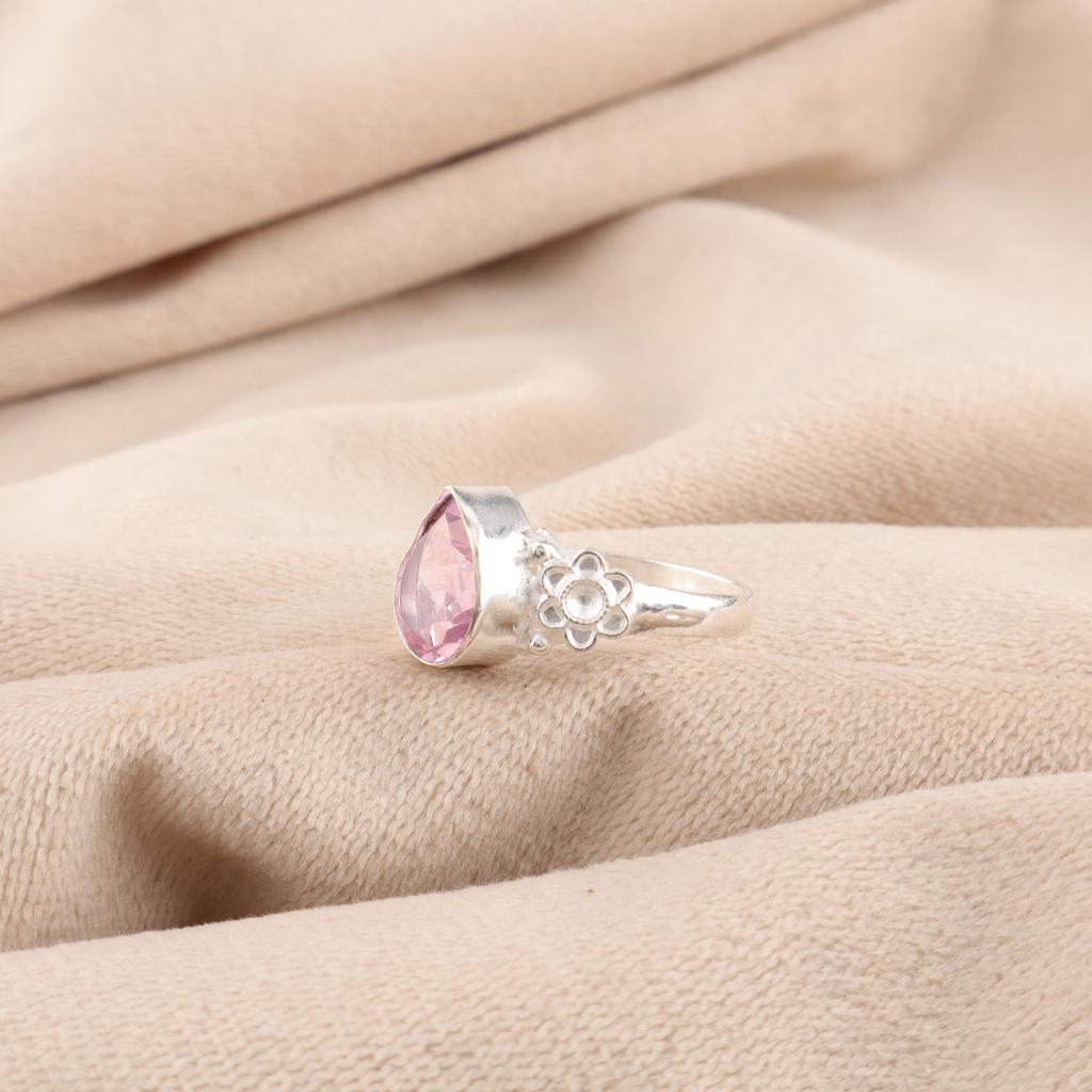 Morganite Jewelry, 925 Solid Sterling Silver Ring, Handmade Silver Beautiful Jewelry, Designer Morganite Gemstone Ring For Wedding Gift