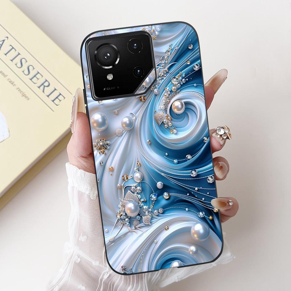 For Asus Rog Phone 9 Pro 5G Case Popular Flower Cartoon Soft Black Silicone Shockproof Cover For Asus Rog Phone 9 FE Phone9 Capa