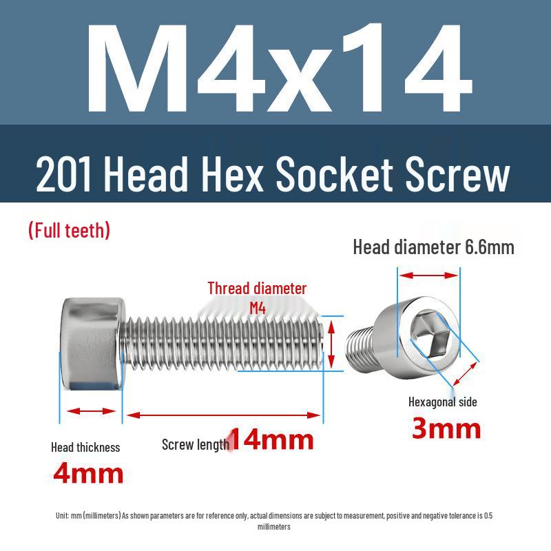 Yigu 201 Stainless Steel Cup Head Hexagon Screws and Bolts - M3, M4, M5, M6