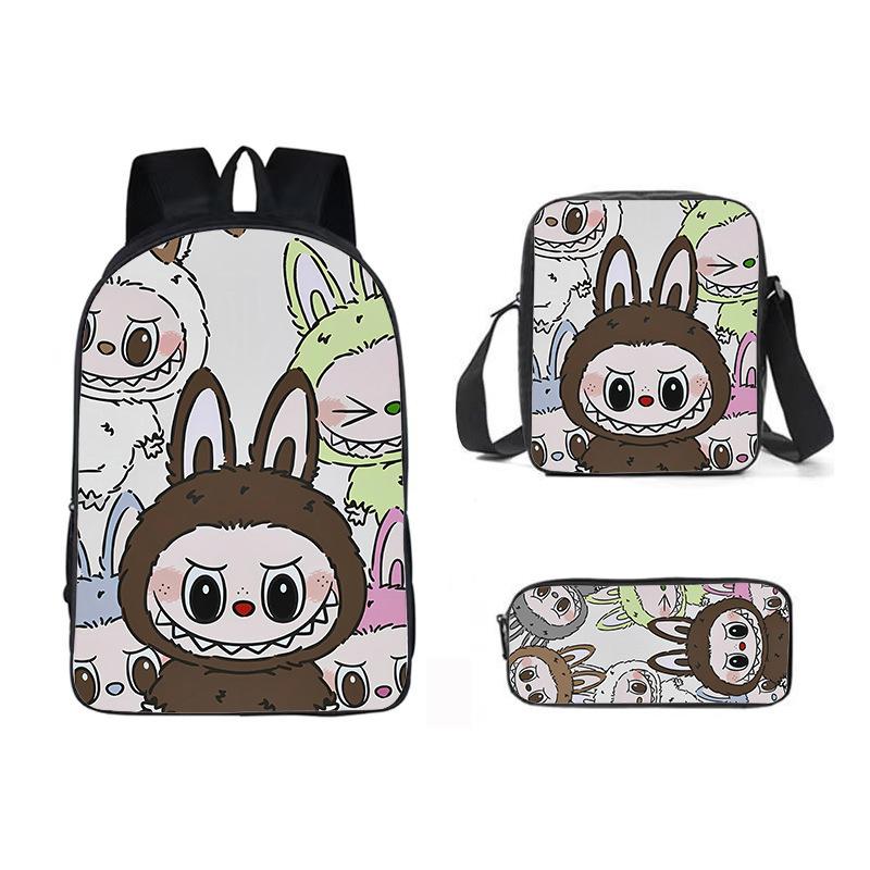 School Bag New Printing Three-piece Set Cartoon Rabbit Student Backpack Satchel Pencil Case Boys and Girls