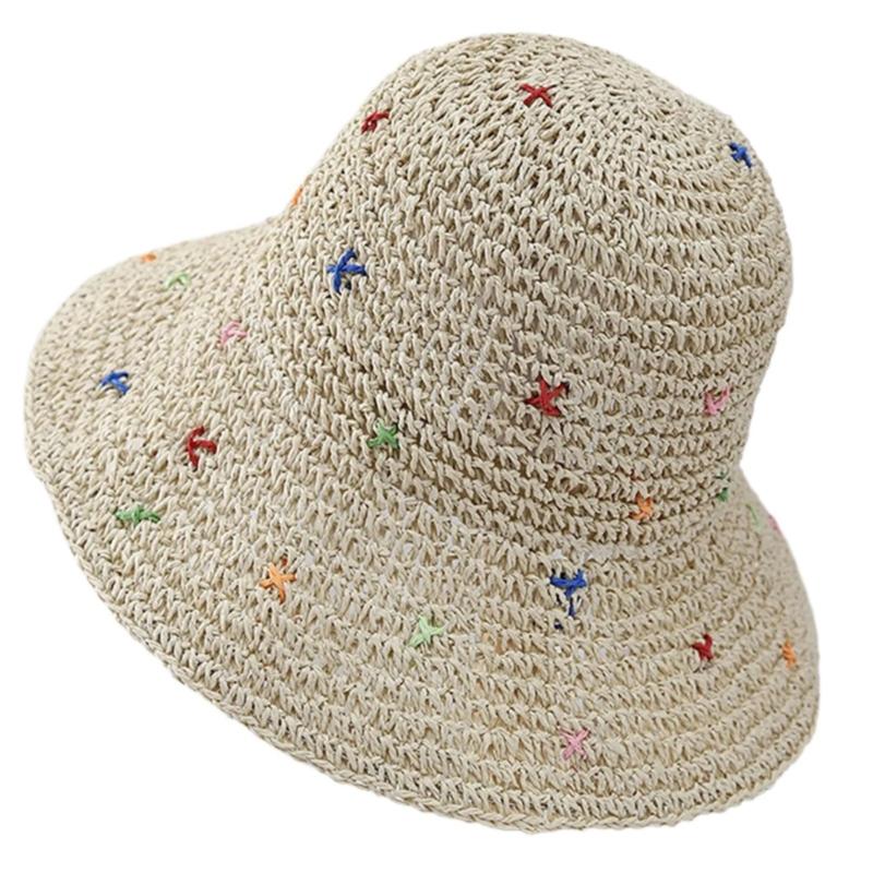 Hand Weaving Straw Hat Beach Getaways Beach Hat Breathable Sun Hat for Girl