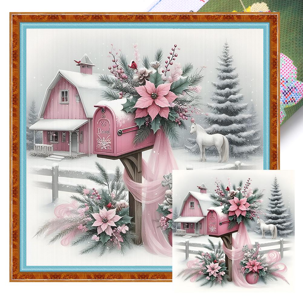 Scenery Printed Cross Stitch Kit 40x40cm DIY 11CT Embroidery Craft Set Decor