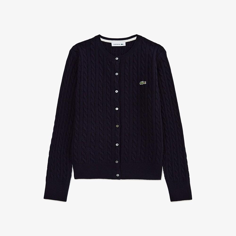 [Lacoste] Women's Cable Crew Neck Cardigan AF092E-55NHDE