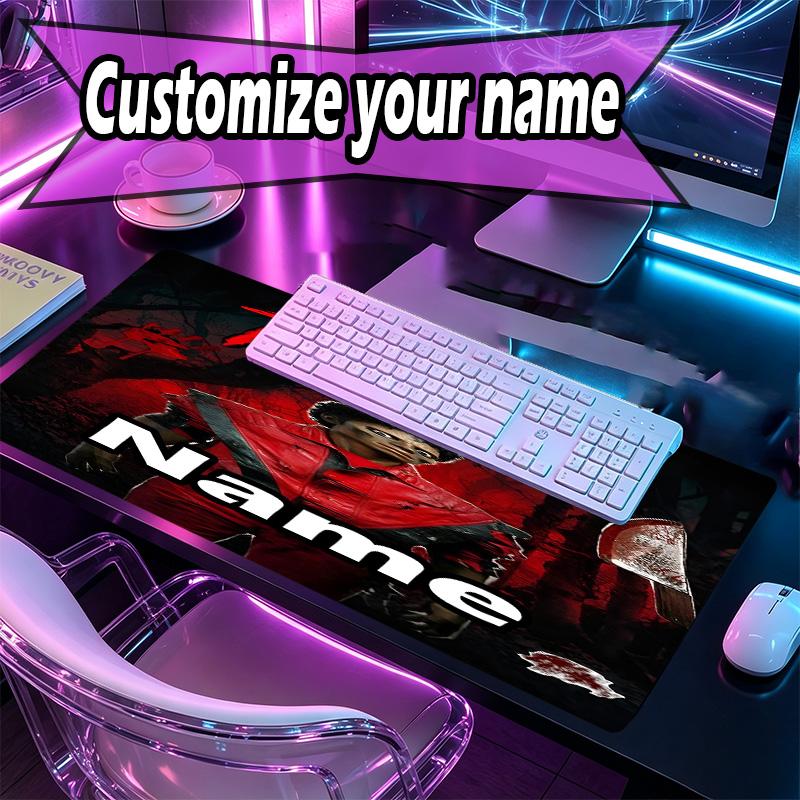 Custom Name Personalized Michael Jackson Pattern Mousepad, Laptop PC Desk Mat, Decorative Desk Mat for Home Keyboard Pad Gift