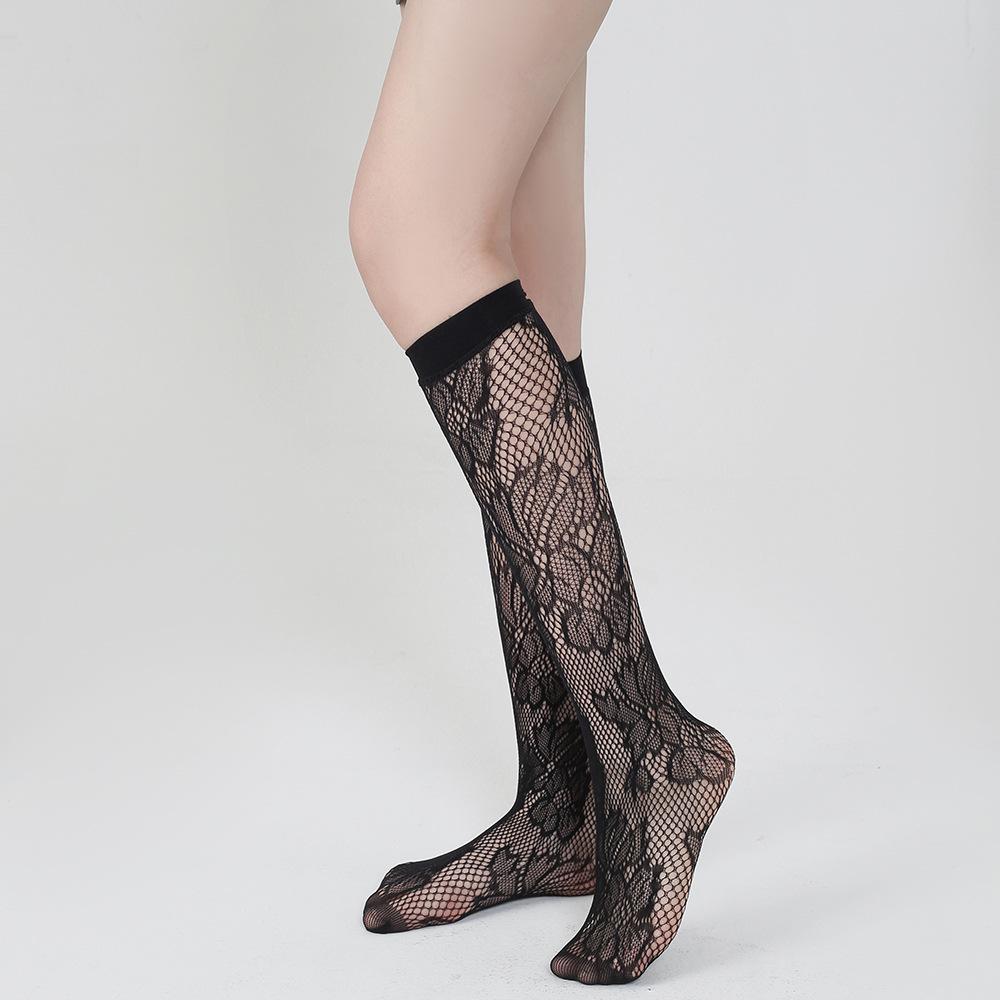 Spring/Summer Fishnet Socks: Black Ankle & Mid-Calf, Large/Small Mesh, White Calf
