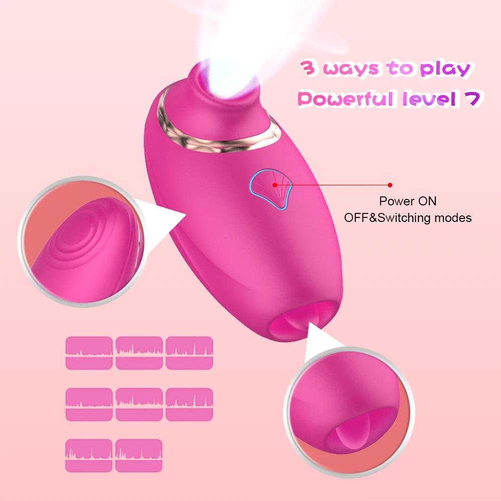 3 In 1 Tongue Licking Sucking Vibrator Nipple Clit Sucker Clitoris Stimulator 7 Frequency Sucking Women Sex Toys for Adult