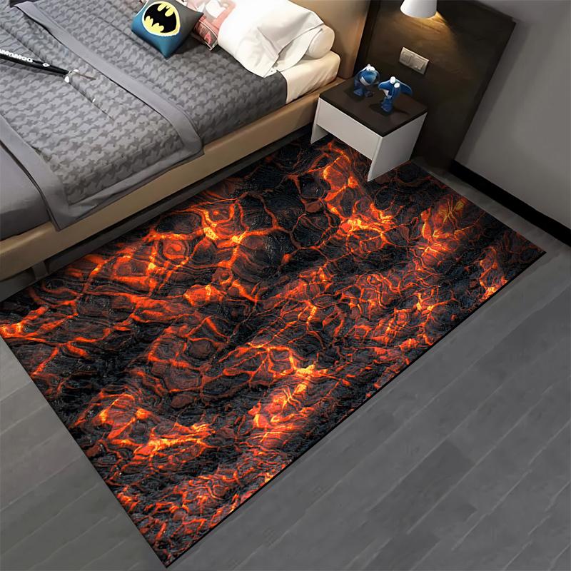 Lava Flow Rug, Dynamic and Fiery Design Suitable for use as an anti-slip game mat for living room and bedroom sofas