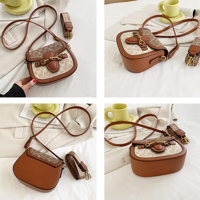 Polokruhová taška Dámská Nový trend Módní Retro Messenger taška Korejská verze Dámská taška Sedlová taška Široký ramenní popruh Taška přes rameno