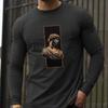 Sculpture Bust Print Men's Tshirts Long Sleeve Tees Round Neck Casual Pullover Men's Clothing Plus Size