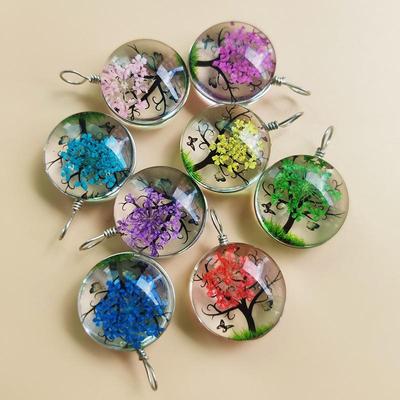 Halskette mit ewiger getrockneter Blume, Lebensbaum – Unisex-Schlüsselbein-Anhänger, Geschenk
