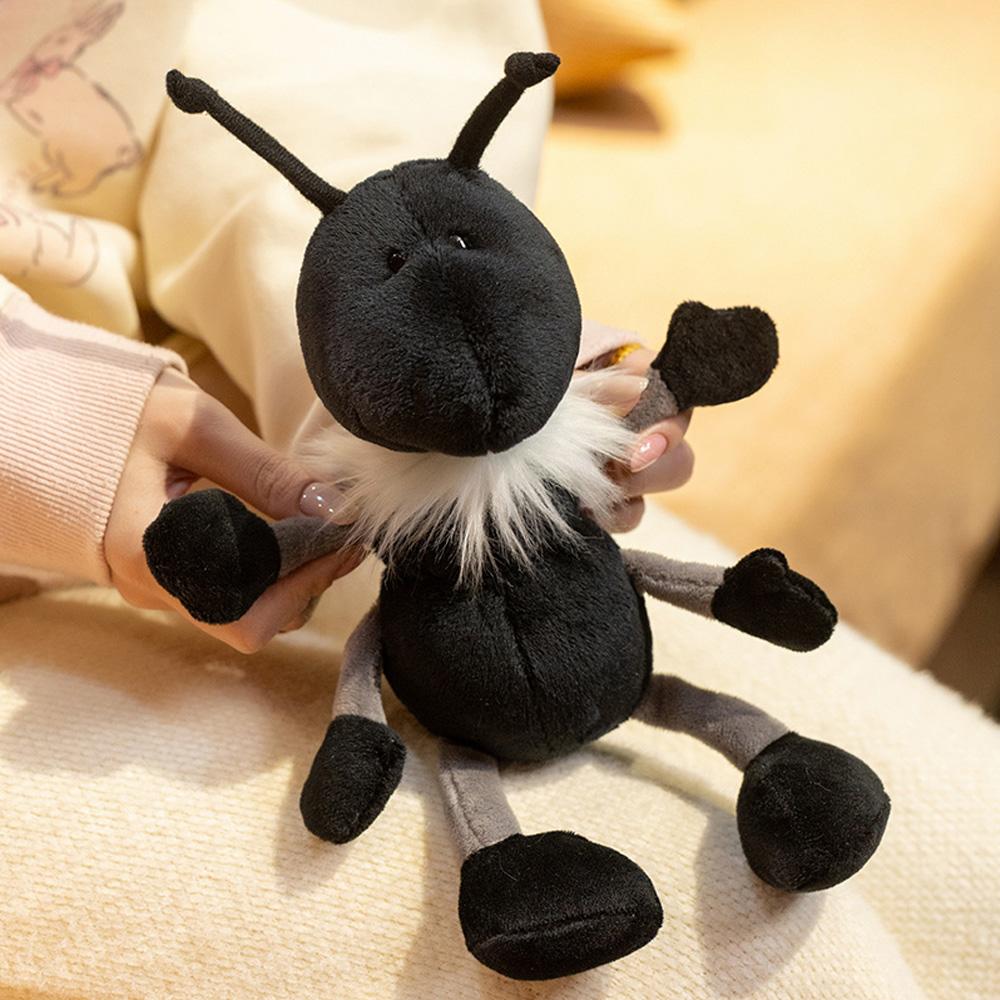 Heiß Kuschelig Schwarze Ameise Plüschtiere Weiche Weiße Flauschige Hals Brust Dekoration Entzückende Simulierte Insektenpuppen Heim Begleiter Geschenke Für Mädchen