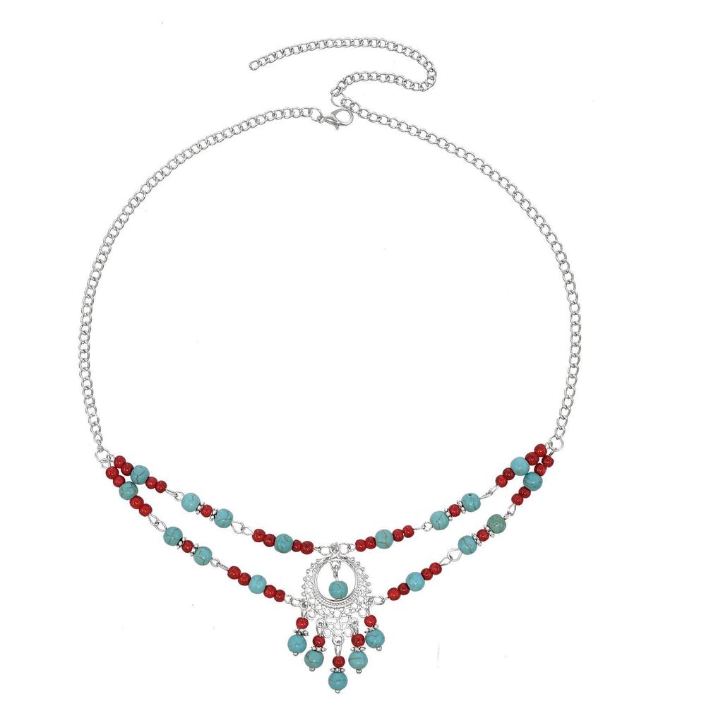 Colgante de cejas antiguo con foto retro, borlas étnicas exóticas, cadena para la cabeza, accesorios de viaje.