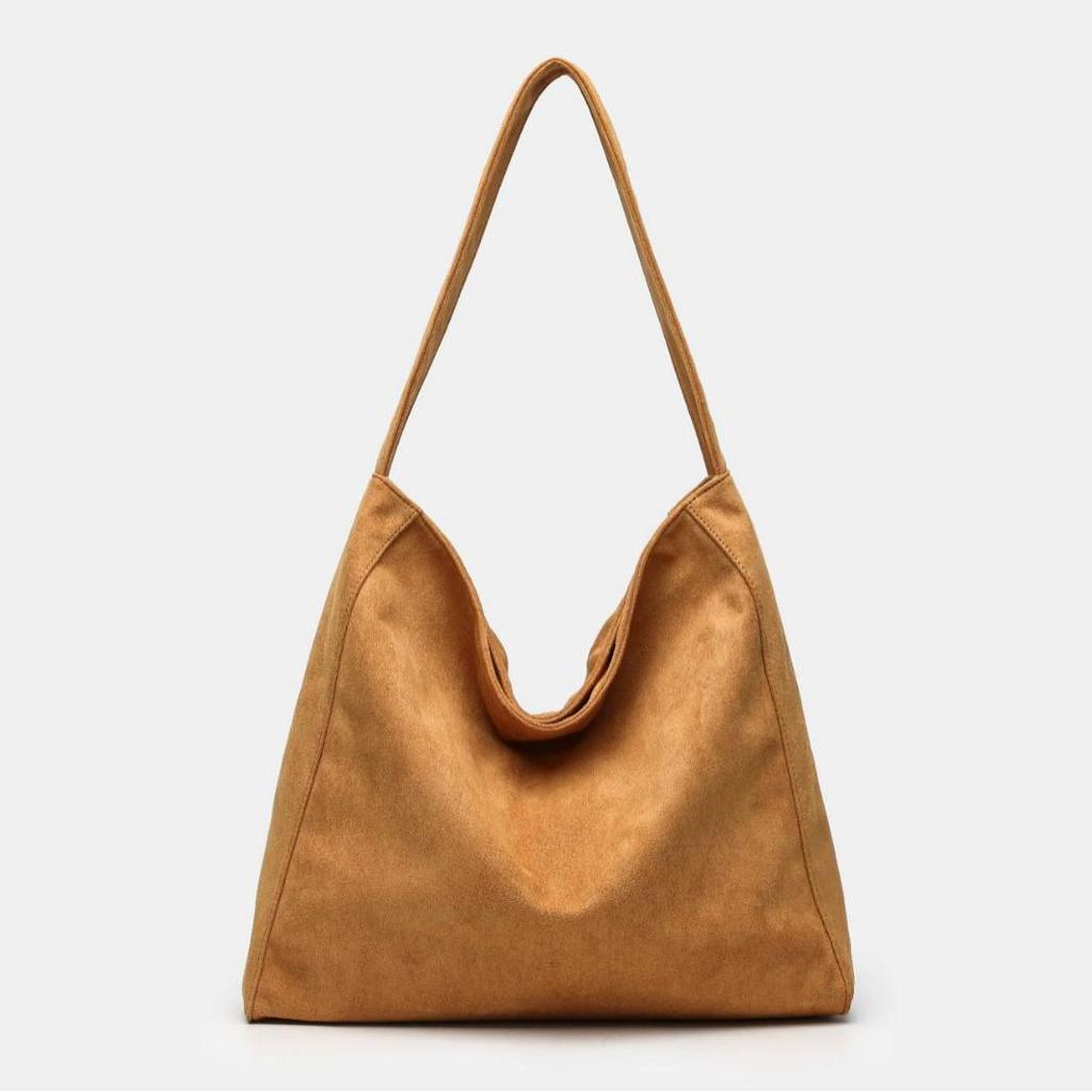 2025 Suede Large-Capacity Retro Shoulder Tote - Solid Color