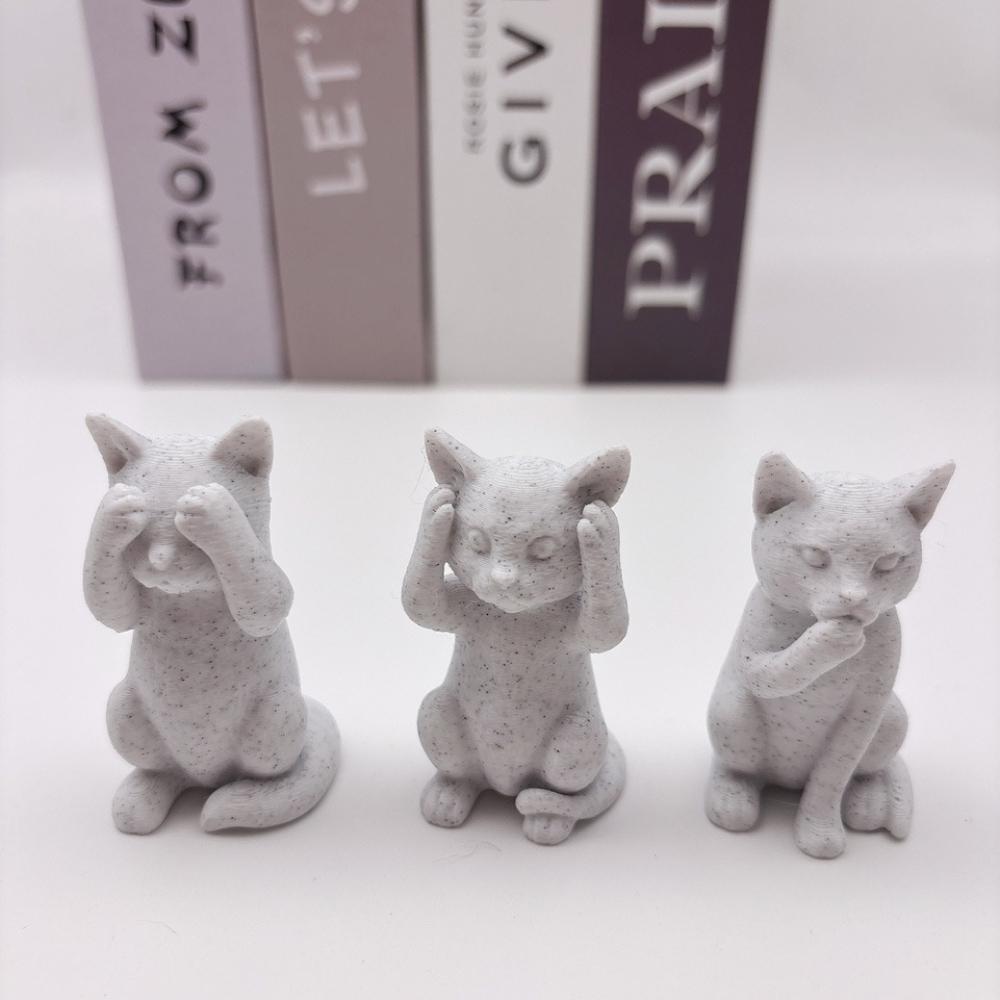 3 minimalistiska kattskulpturer med tre visdomskatter, kattformade skulpturer, unika heminredningssmarta ornament, designade utan lukt eller ord