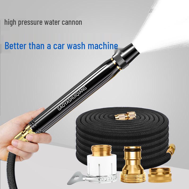 High-Pressure Retractable Spray Head and Soft Hose for Watering and Car Wash