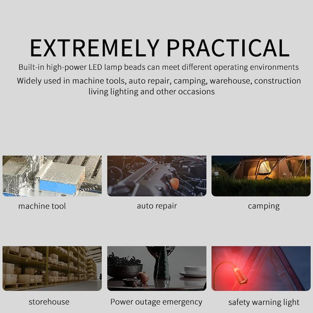 LED Work 1000LM Magnetic Flexible LED Flashlight with COB Side Light for Outdoor Use Light,