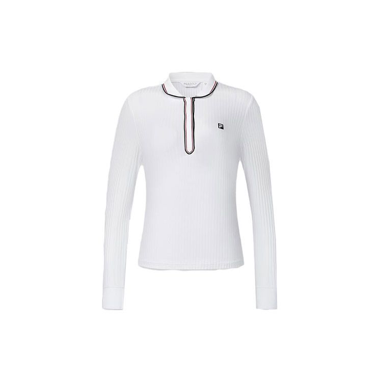 Fila Golf Series Color Block Long Sleeve Polo Shirt Women Tops Jade-White A11W415206F-WT