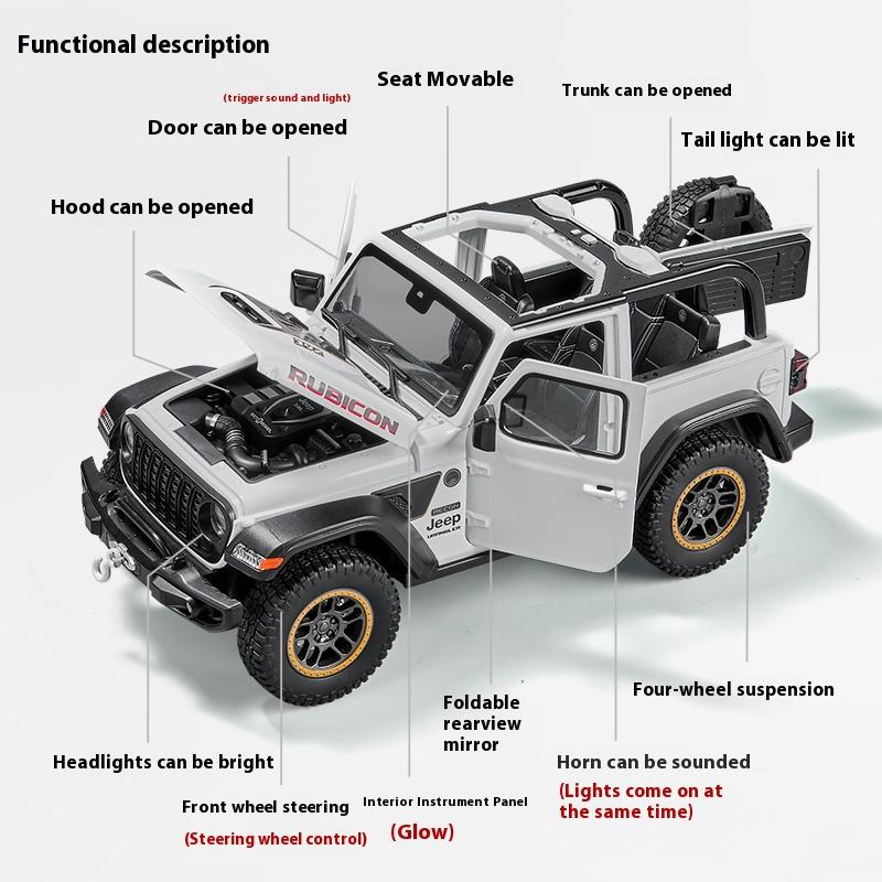 1:18 Jeep Wrangler Rubicon Off Road SUV Alloy Diecast Model Car Home Decoration & Computer Desktop Ornaments Holiday Present Toy