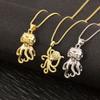 Nidin Trendy Cool Style Octopus Shape Charm Pendant Necklace For Female Male Copper Inlaid Zircon Jewelry Daily Party Gifts