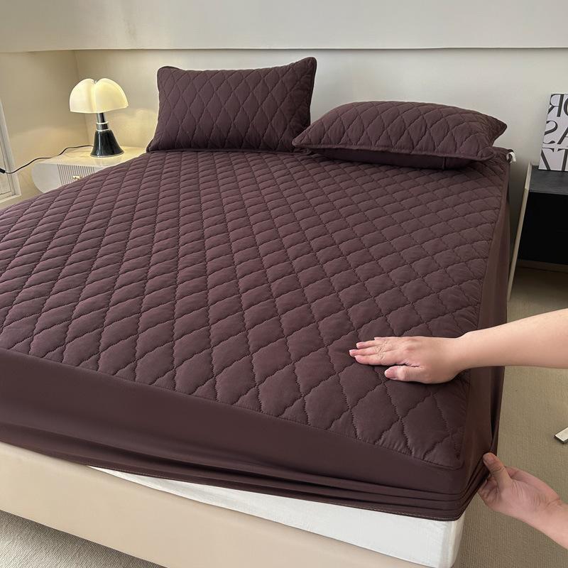 

Waterproof Mattress Protector Dust Proof Bed Cover Fitted Sheet Quilted Mattress Pad Encasement 90x200cm кавовий