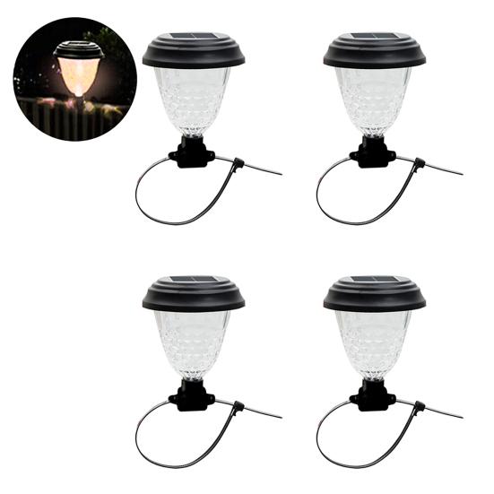 

4 шт. светодиодные солнечные фонари для ограждений, декоративные светильники на солнечных батареях от заката до рассвета, светодиодные светильники для балконов и дорожек в саду 4pcs Warm light