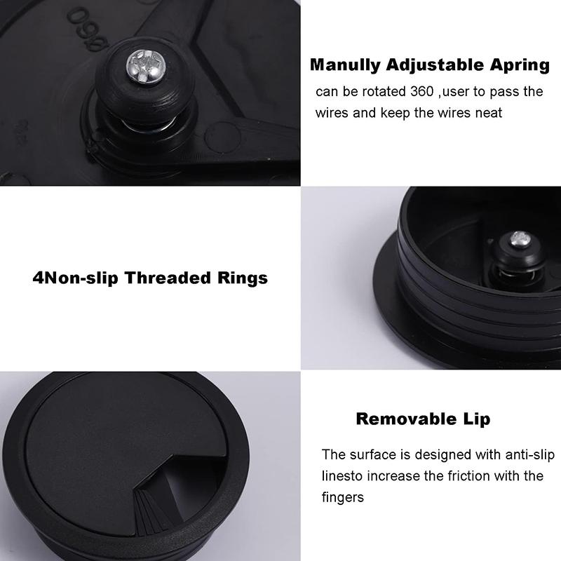 2/4Pcs Desk Cable Wire Grommet 60/80mm Desk Grommet Round Desk Cable Hole Cover Plastic Cable Wire Grommet Table Wire Organizer