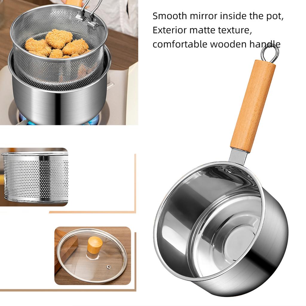 Deep Fryer Set Nonstick Small Deep Fryer Pot for Frying Cooking French Fries Oil Fryer Pot Set With Handle Oil Filter Strainer