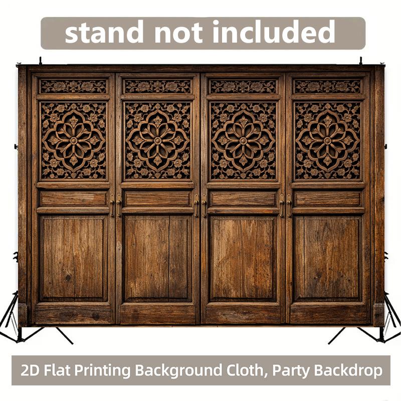1 Piece of 2D Background Fabric, Exquisite Wooden Carved Door Decoration, High-quality Polyester Background Fabric for Parties