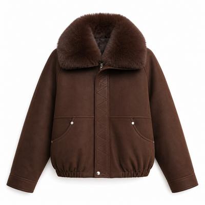 Neue Anti-Lammwolle großer Pelzkragen Damen Kurze Steppjacke Temperament Kleine Winter Daunen Baumwollgepolsterte Kleidung