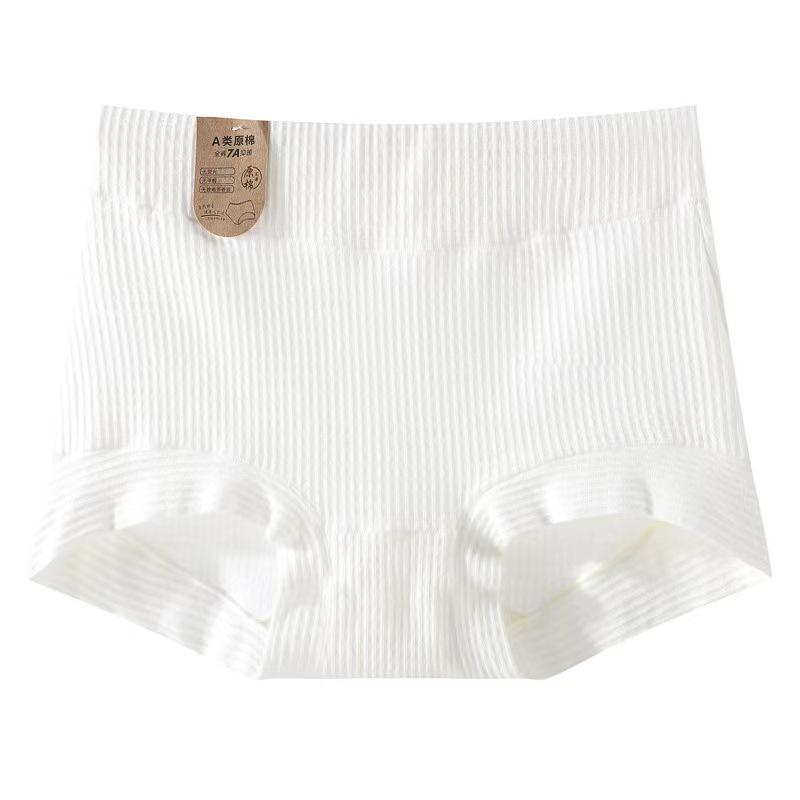 Damskie wiosenno-jesienne czysto białe wygodne oddychające 7A antybakteryjne majtki kątowe z wysokim stanem podnoszące brzuch i biodra