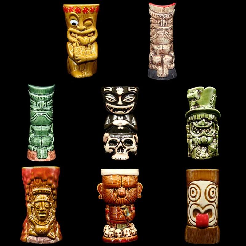 Tiki Bar Tiki MUG Keller Hawaii Cocktail Glass Martini Ceramic Mugs Creative Cup Easter Island Mugs Halloween Gift for Bar Tools