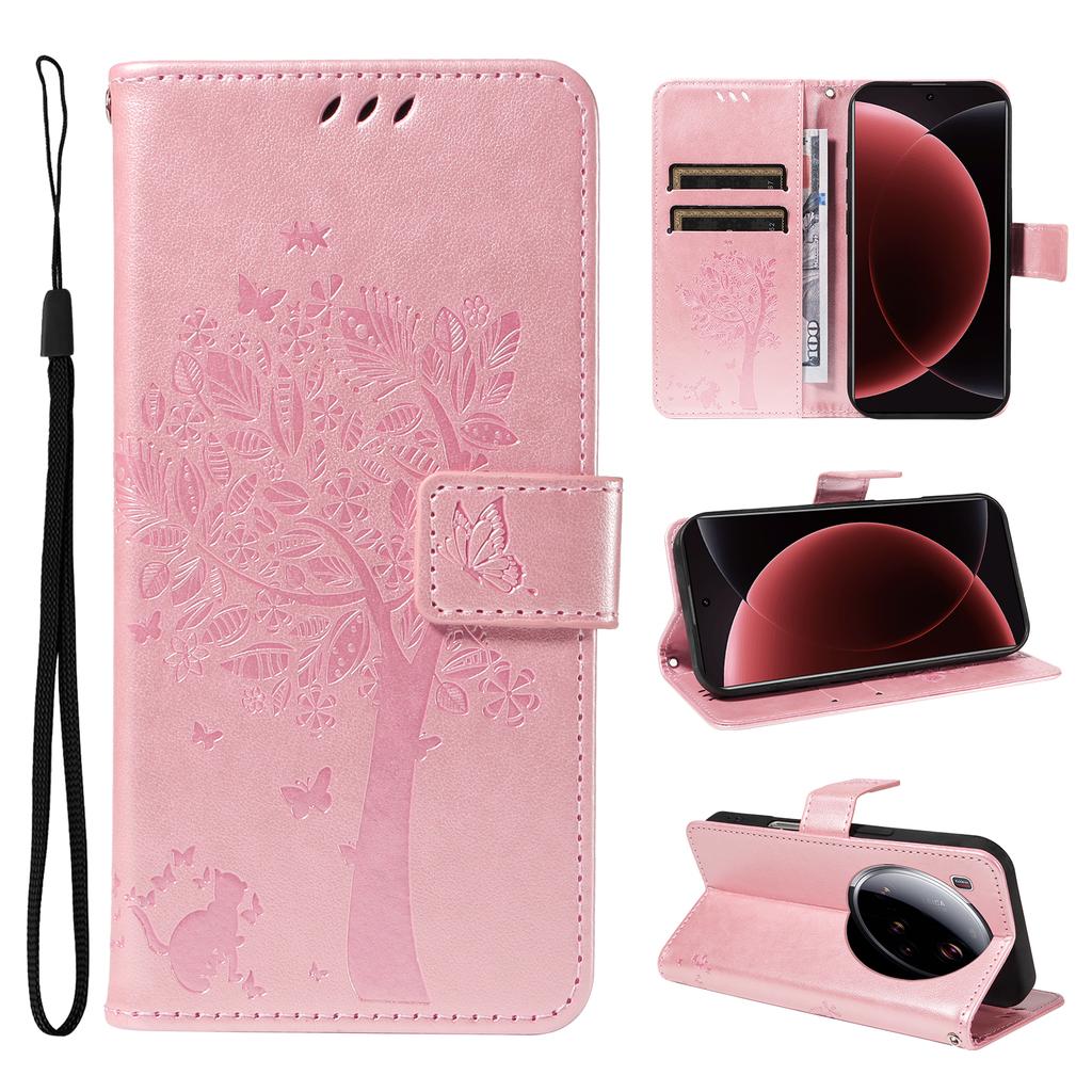 For Xiaomi 15 Ultra Phone Case with Stand Cat Tree Pattern Leather Wallet Mobile Cover