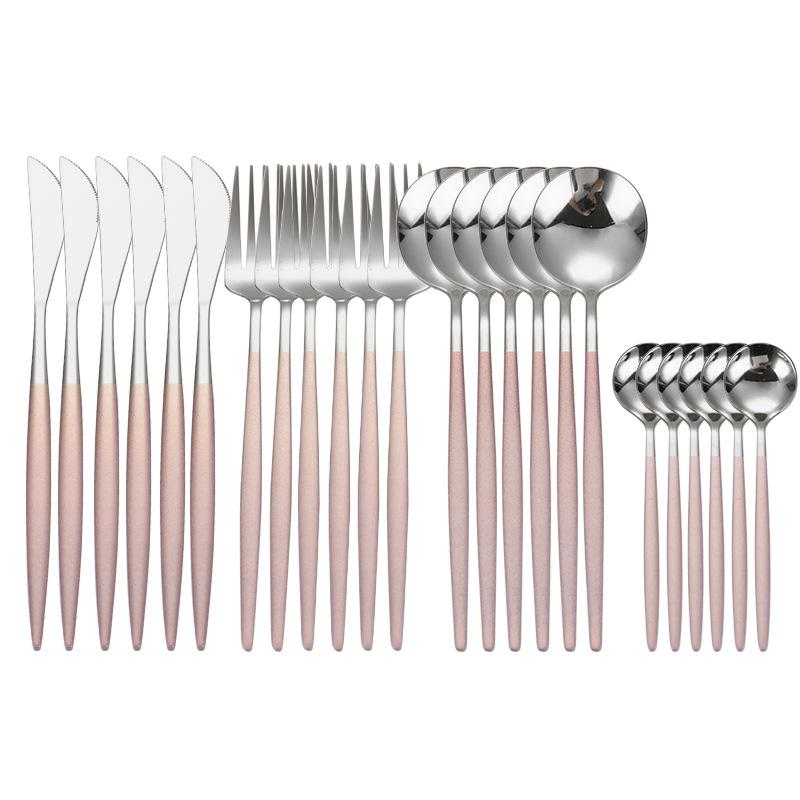 Dinnerware Black Gold Stainless Steel Cutlery Set Flatware Dining Knife Fork Tea Spoon Kitchen Dinner 24Pcs Western Tableware