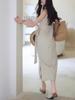 Polka Dot Linen-Cotton Dress for Women with Cinched Waist, French Style