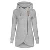 Women Winter Jacket Warm Plush Lined Hooded Coat with Drawstring and Irregular Zipper Design