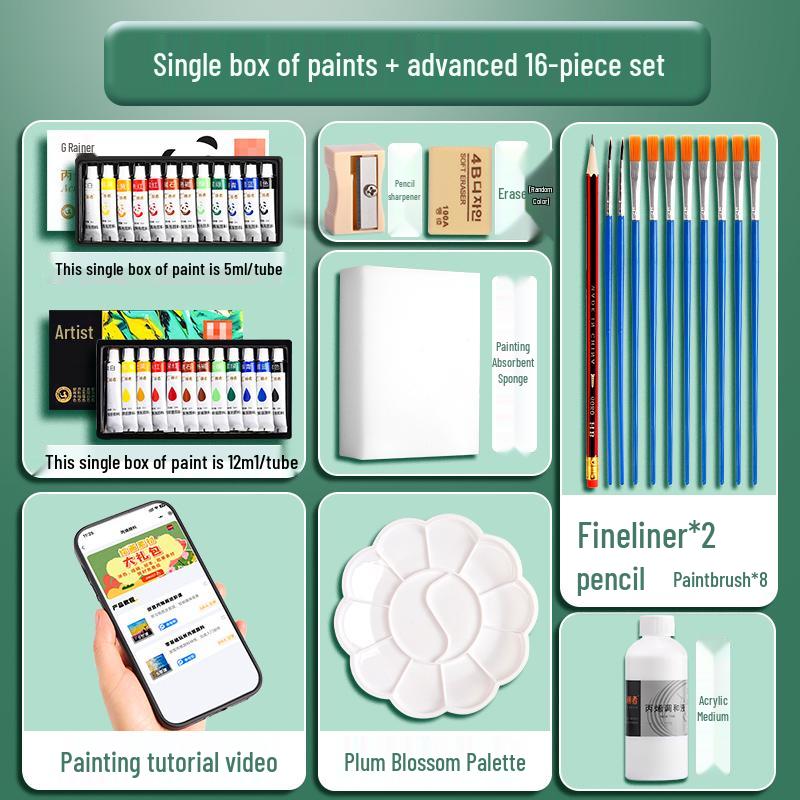 Acrylic Paint Set: 24 Colors, Waterproof, Fade-Resistant, Ideal for DIY Wall Art & Children's Projects.