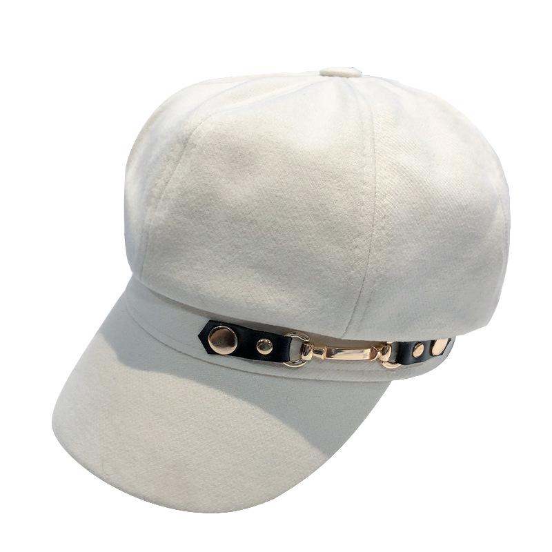 Women's Spring & Autumn Fashion Rivet Buckle Beret - Retro Korean Style, Elegant & Versatile Newsboy Painter Hat