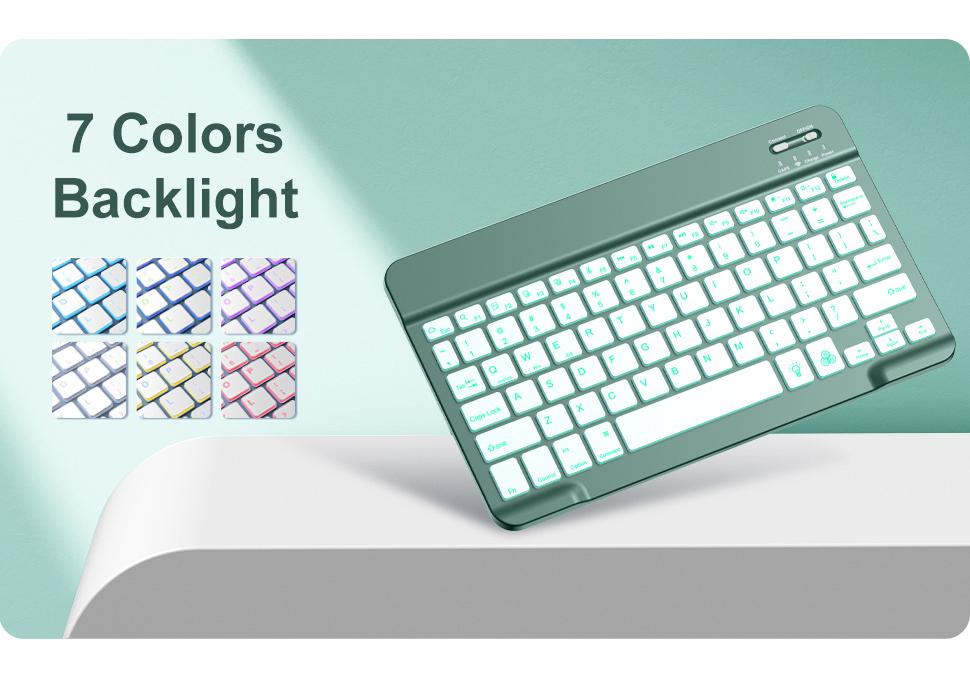 iPad Keyboard Case 10.9" for 11th Gen with 7-Color Backlight, Magnetic Attach, Pen Slot, Detachable, Fits Air & 9th Gen Tablets