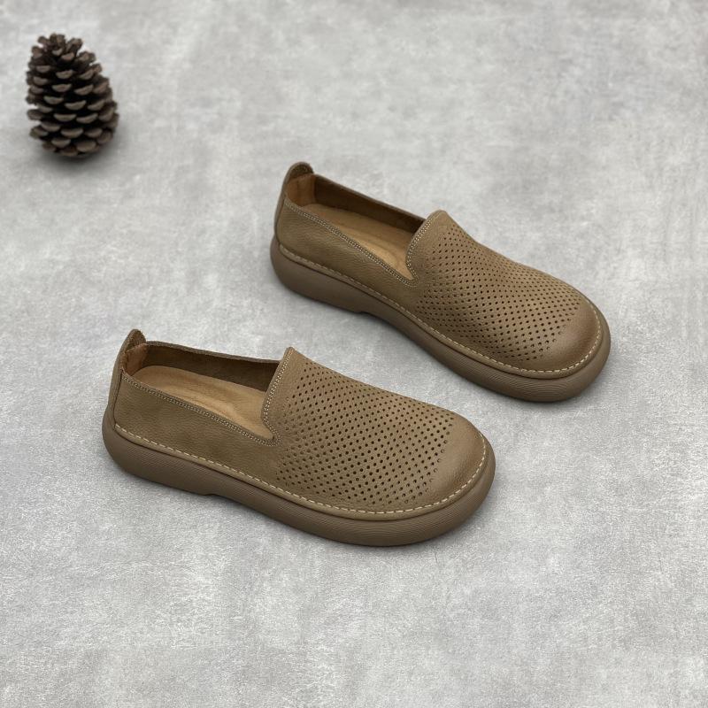 

Retro Handcrafted Single Shoes, Perforated Breathable Shoes, Soft Leather Casual Men s Shoes 44