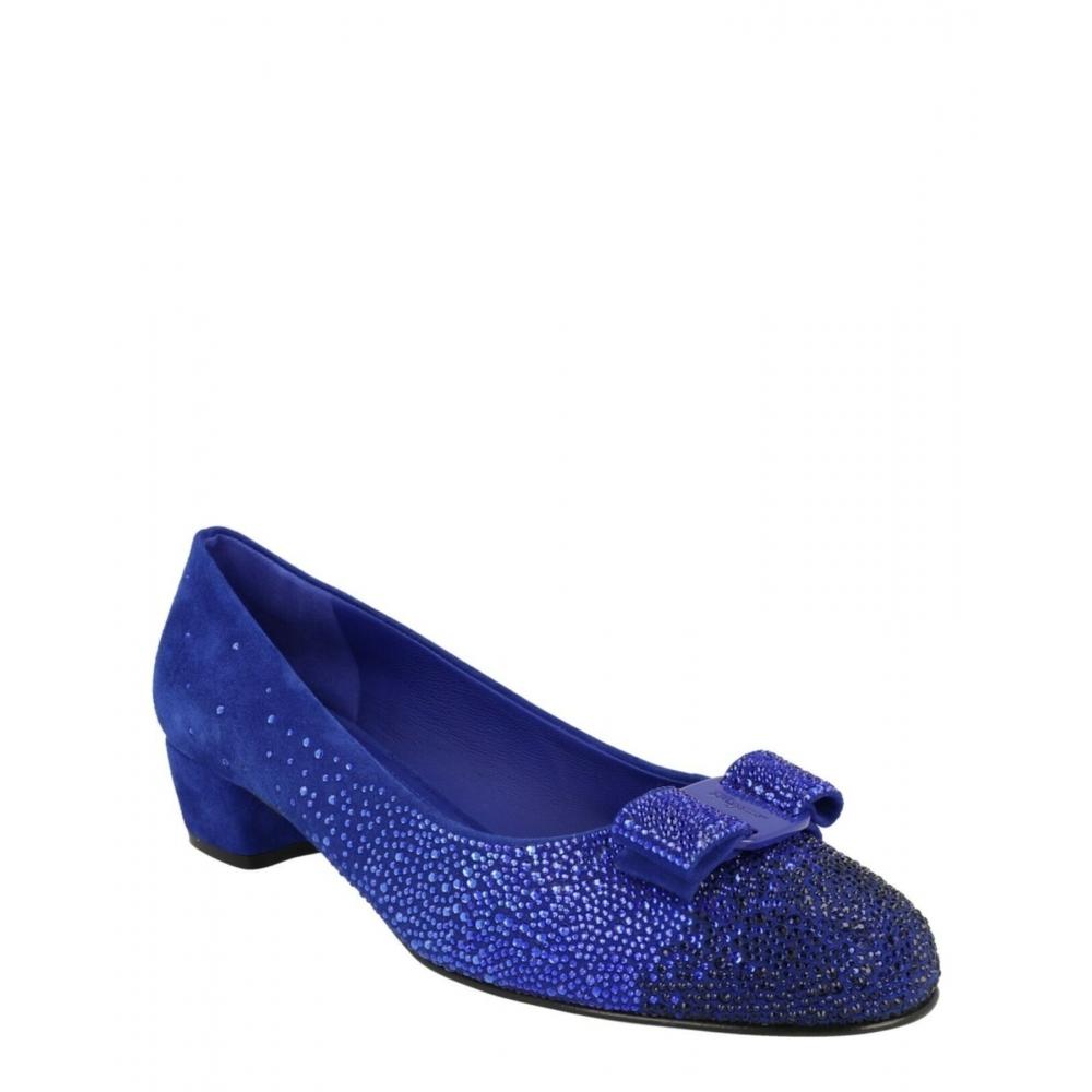 Salvatore Ferragamo Vara Crystal Embellished Pumps Blue