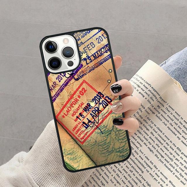 Passport Travel Stamps Phone Case For iPhone 17 Air 16 Pro Max 15 14 Plus 12 13 Soft Bumper Shell Cover Coque