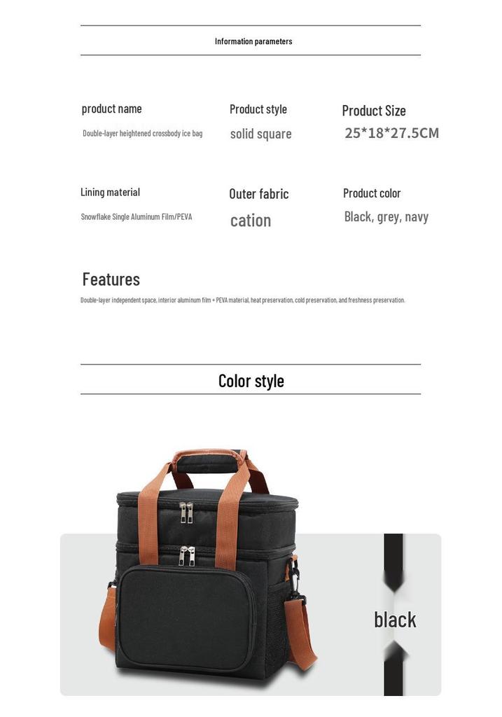 Insulated Large Capacity Tote Lunch Bag and Outdoor Picnic Crossbody Bag