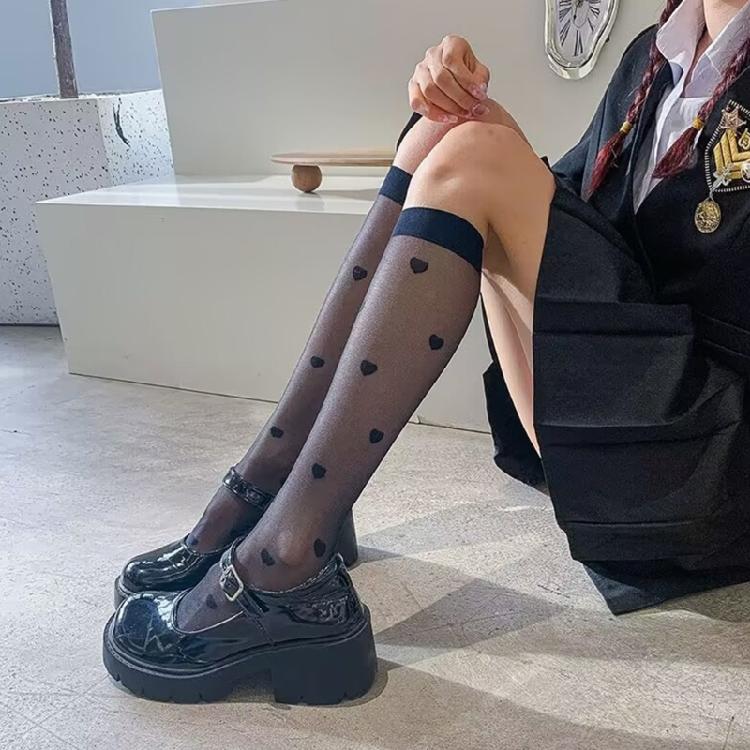 Kniehohe Strümpfe Süßes Herz Wadenstrümpfe Sommer Dünne Kniehohe Socken Transparente Seidenstrümpfe Lange Socken Strumpfwaren