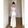 Resort Beach Dress Temperament Hip Length Skirt White Mesh Bandeau Dress Women's Summer