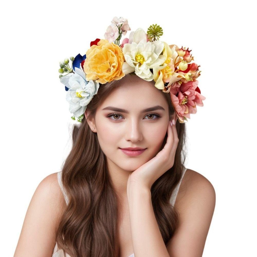 Fabric Flower Floral Hair Hoop Luxury Floral Simulation Flower Crown  Wedding