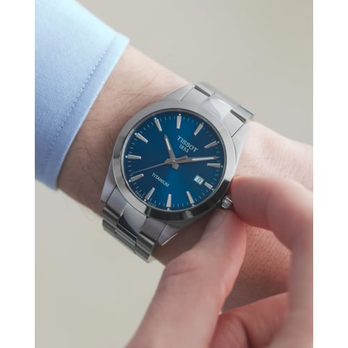 Tissot Gentleman Watch with Titanium Bracelet, Officially Imported, T1274104404100, Men's, Blue Dial