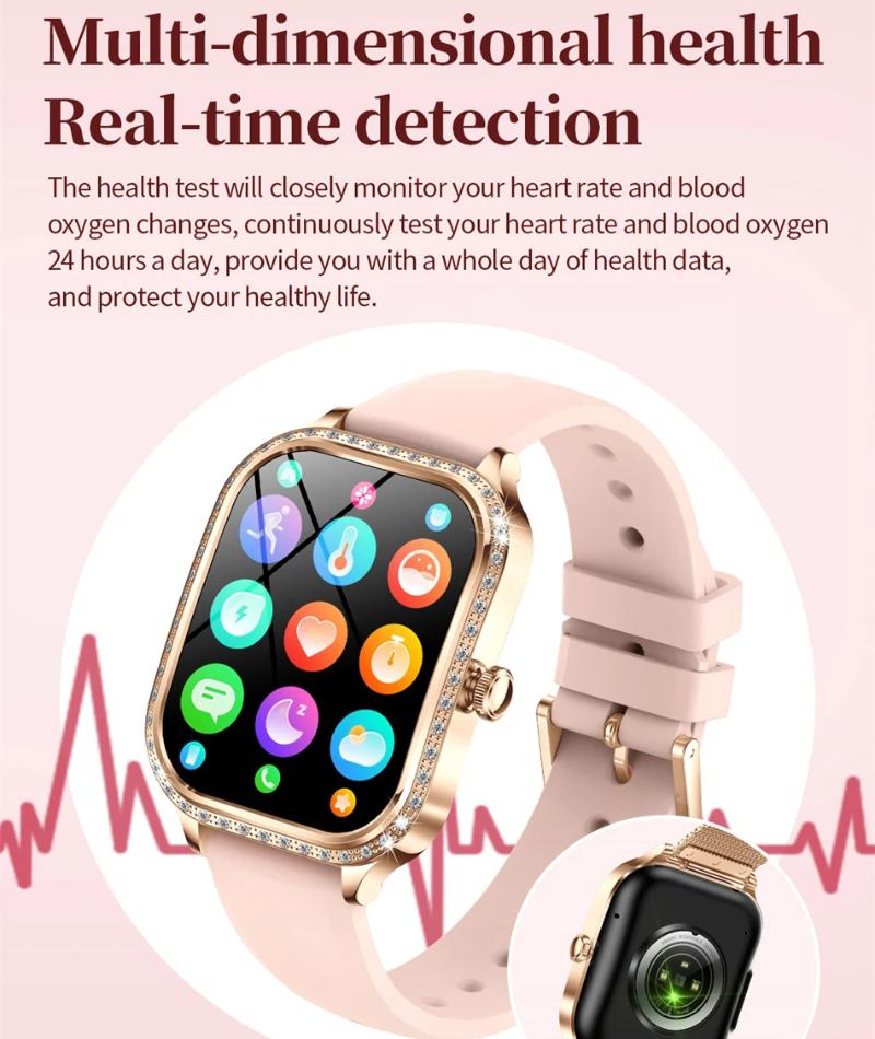 2025 New Smart Watch Women 1.75" HD Display Heart Rate Monitor IP68 Waterproof Sports Fitness BT Call Smartwatch For Lady Gift